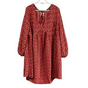 SHEIN Fit+ Red Floral Midi Dress Plus Size 26W Sleeveless New with Tags NWT